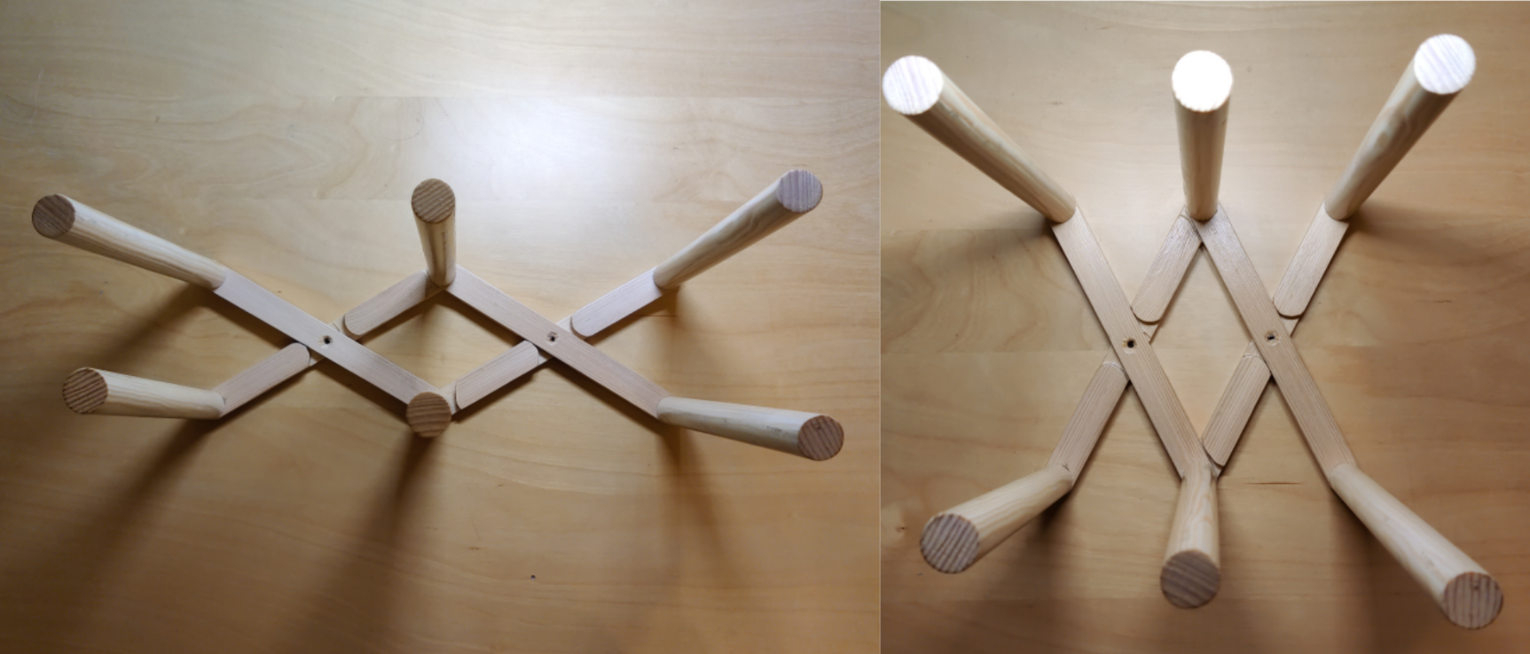 Die maximal und minimal ausgezogene Form des Halters