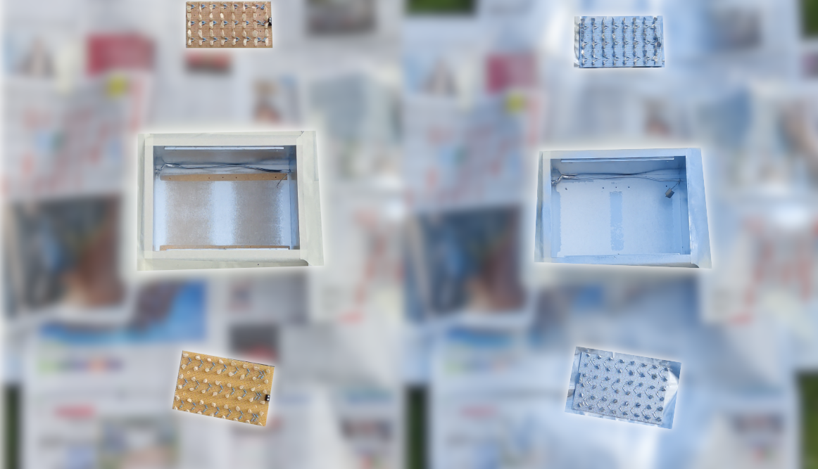 Before-and-after image of the coating on the carrier circuit boards and the interior of the exposure unit
